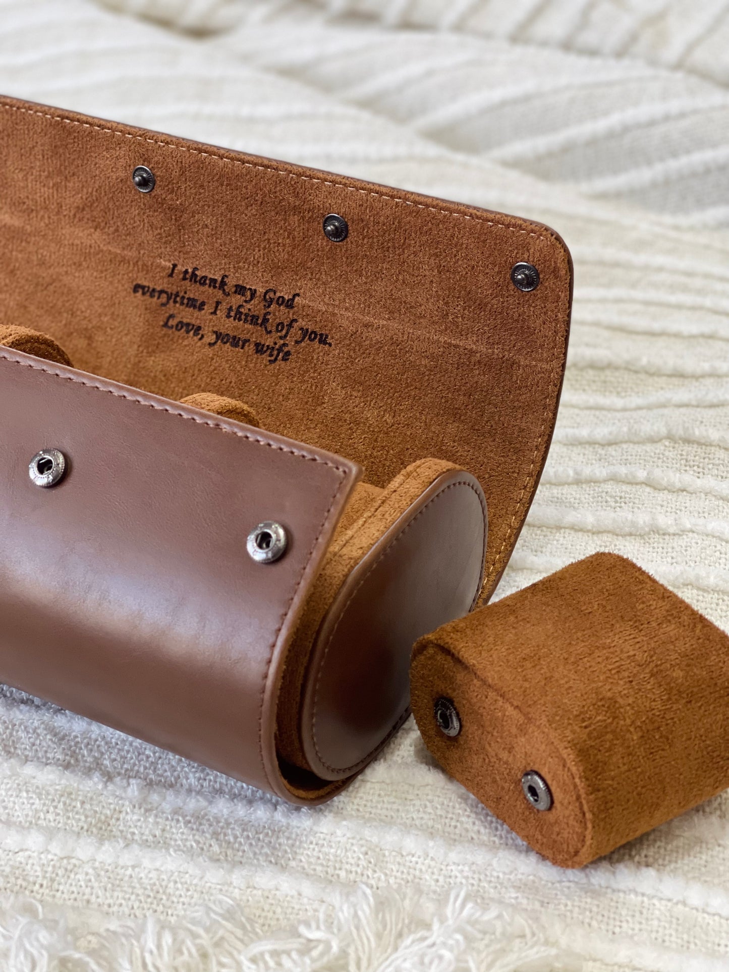 Two - Tone 3 slot watch roll (Free Engraving)