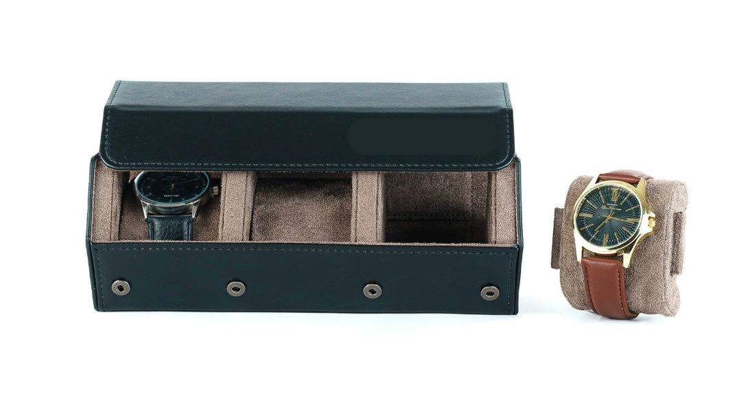 Black Hexagon 3 slot watch case (Free Engraving)