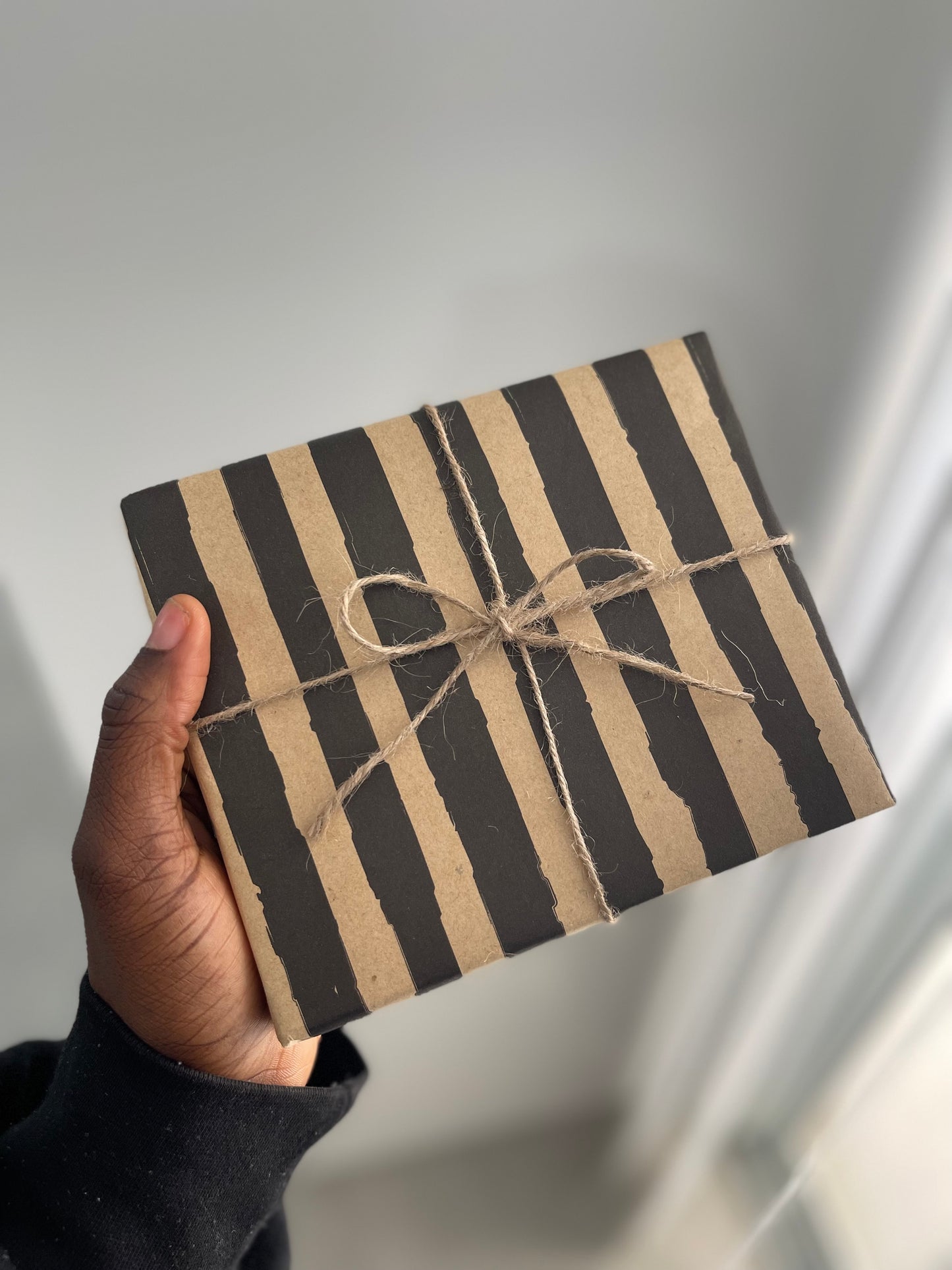 Black & Kraft striped Gift Wrap (wrapping only, box not included)