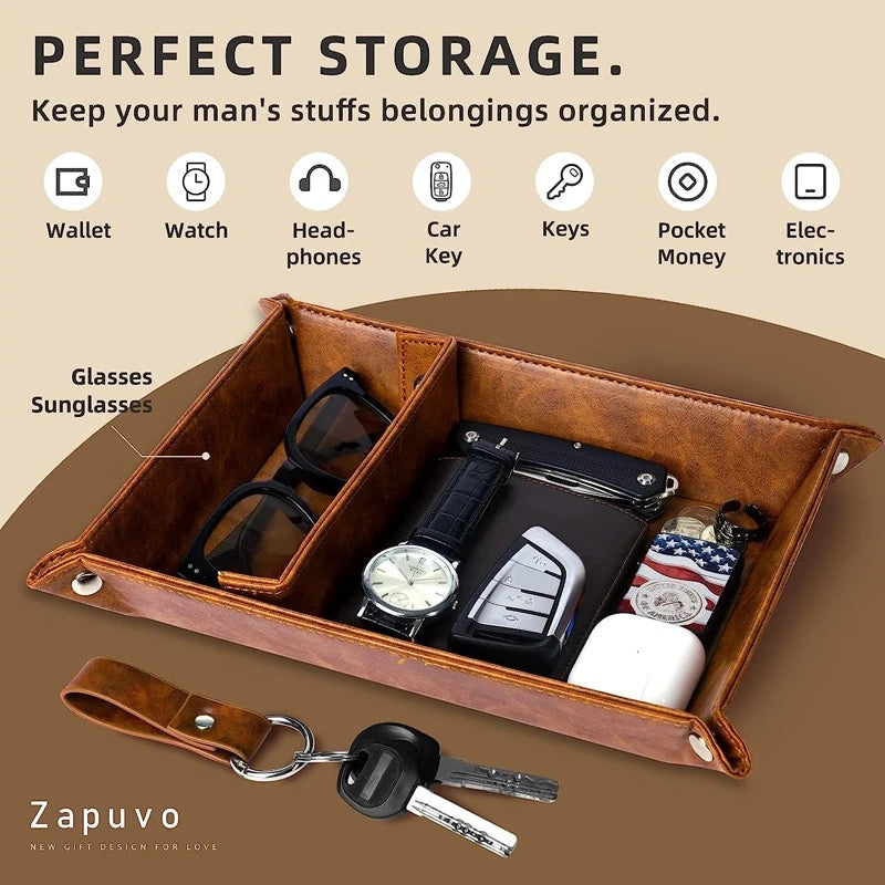 The Saffiano Leather Valet tray - (Free Engraving)