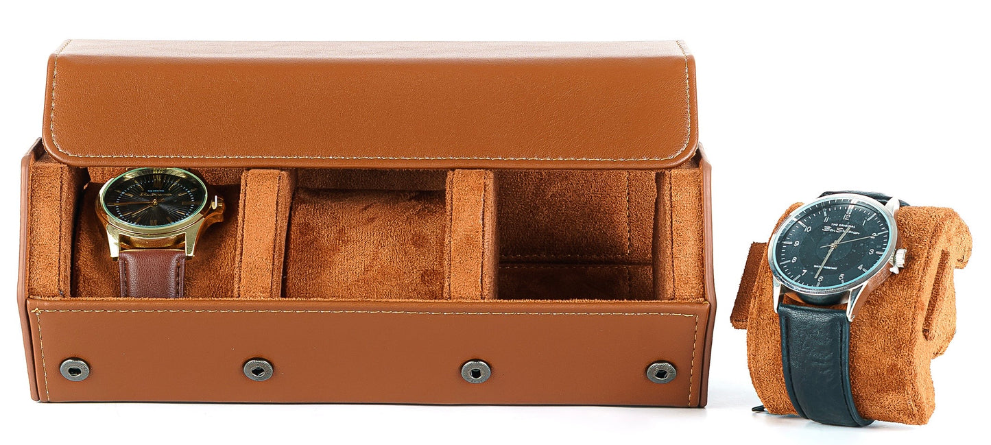 Brown Hexagon 3slot watch case (Free Engraving)
