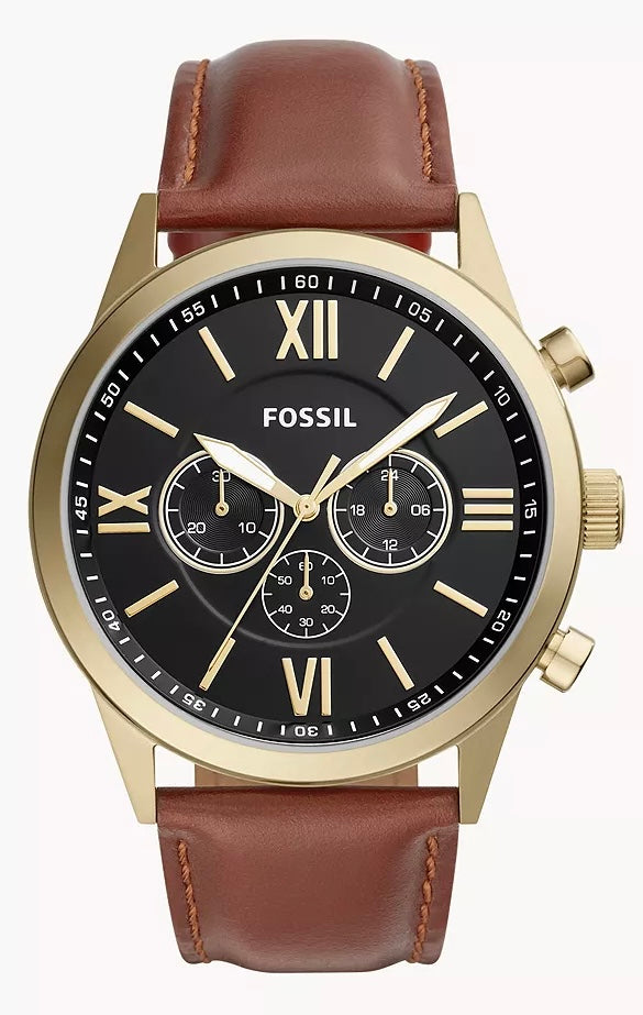 Engraved Fossil Flynn Brown Leather watch – Adams Accessories