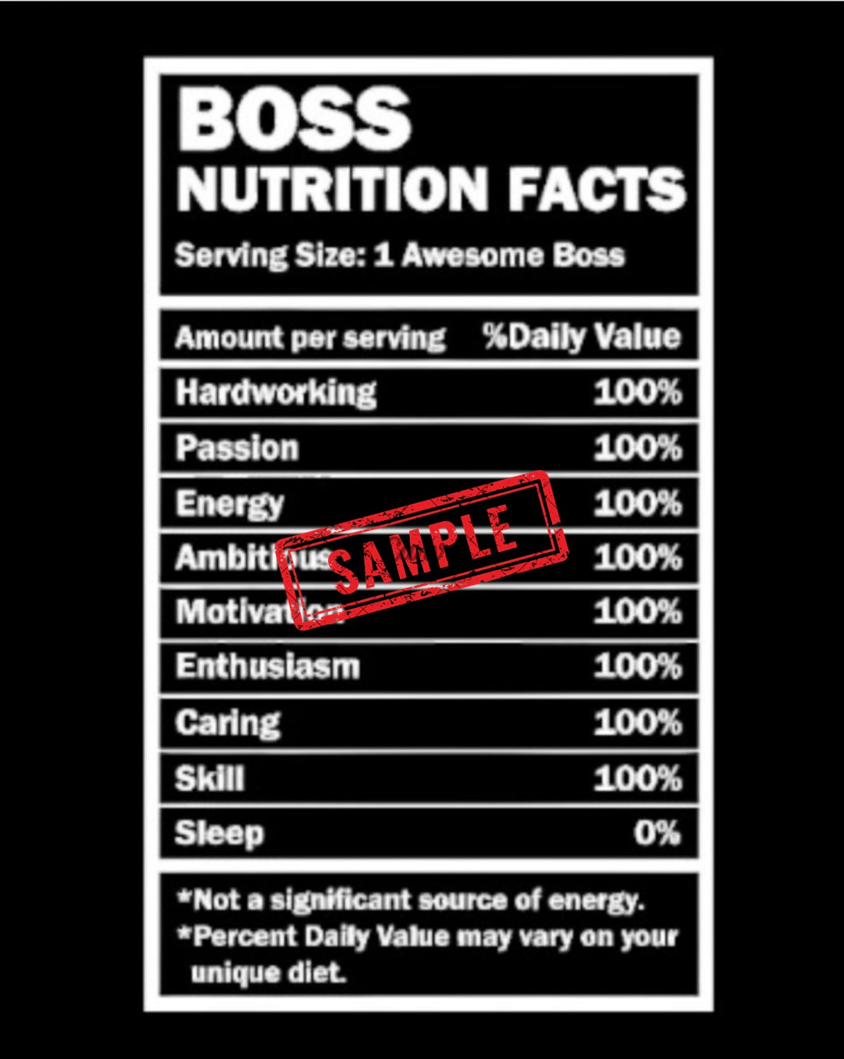Boss Nutritional Facts Insulated Mug