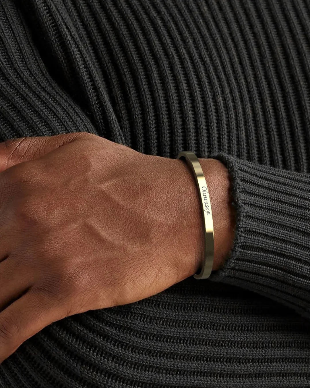 Engraved Steel Cuff Bracelet