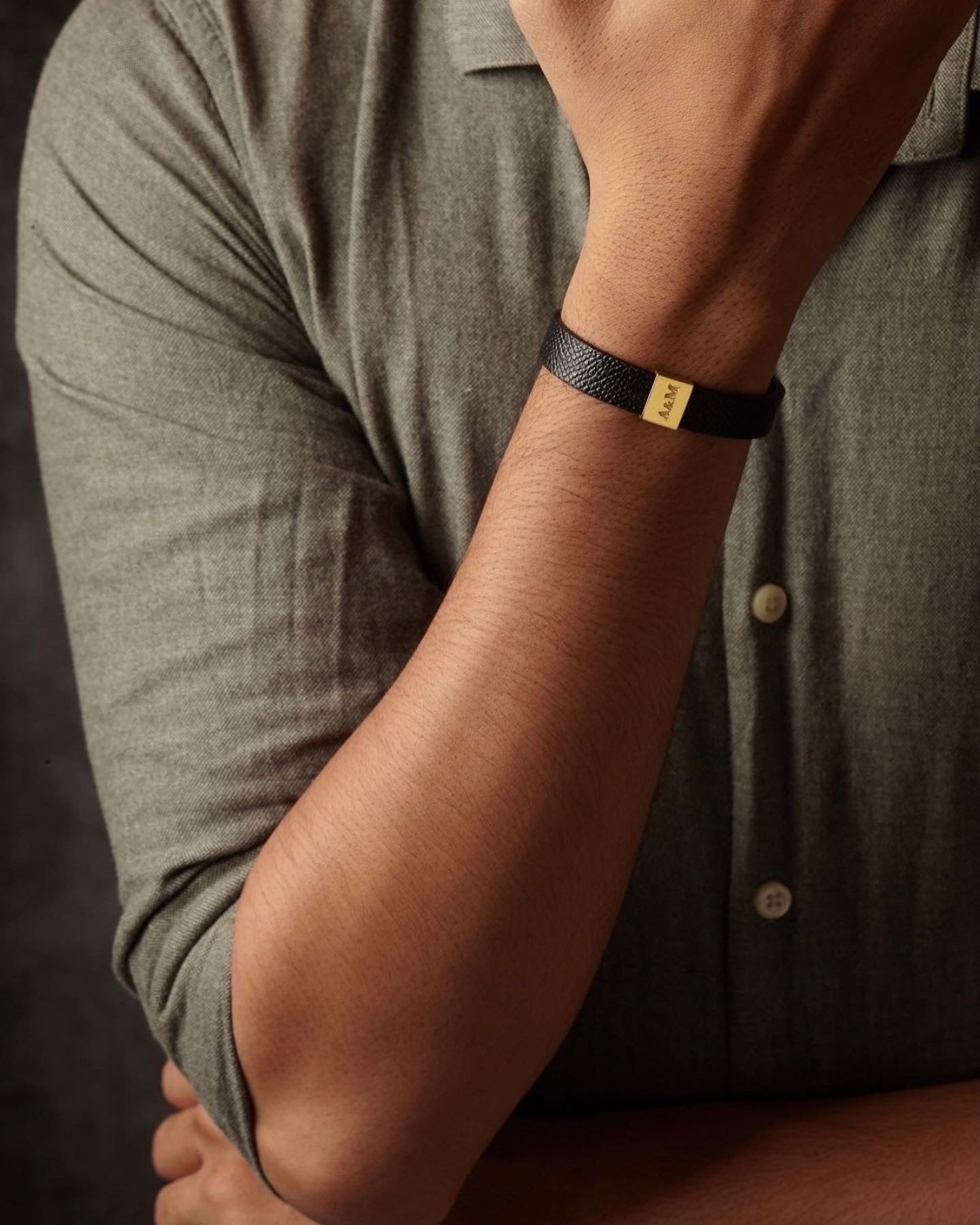 Engraved Black Mono Bracelet (10 letters max)