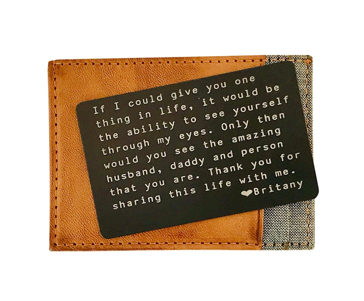 Engraved Metal cards (150 letters max) - NO WALLET