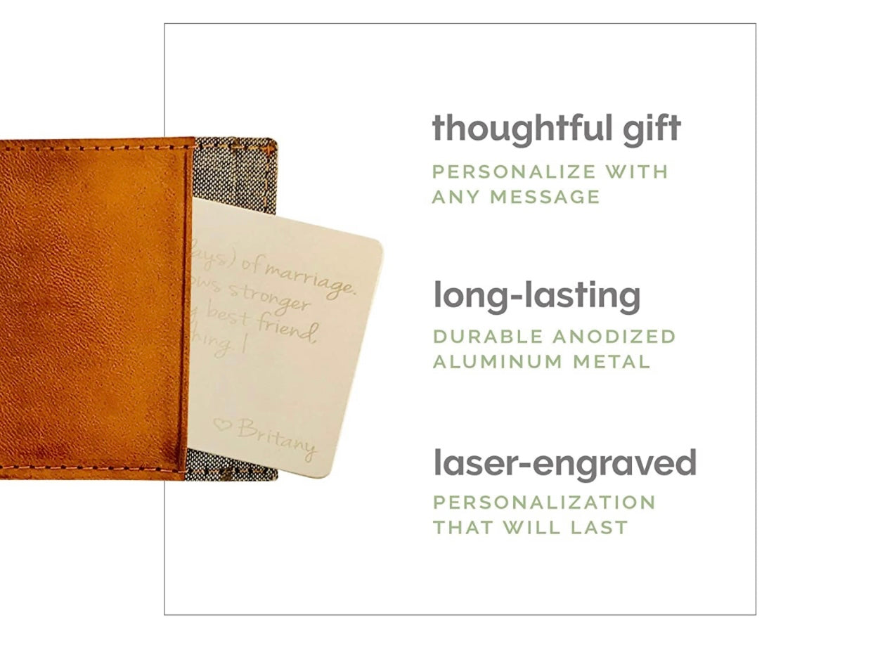 Engraved Metal cards (150 letters max) - NO WALLET