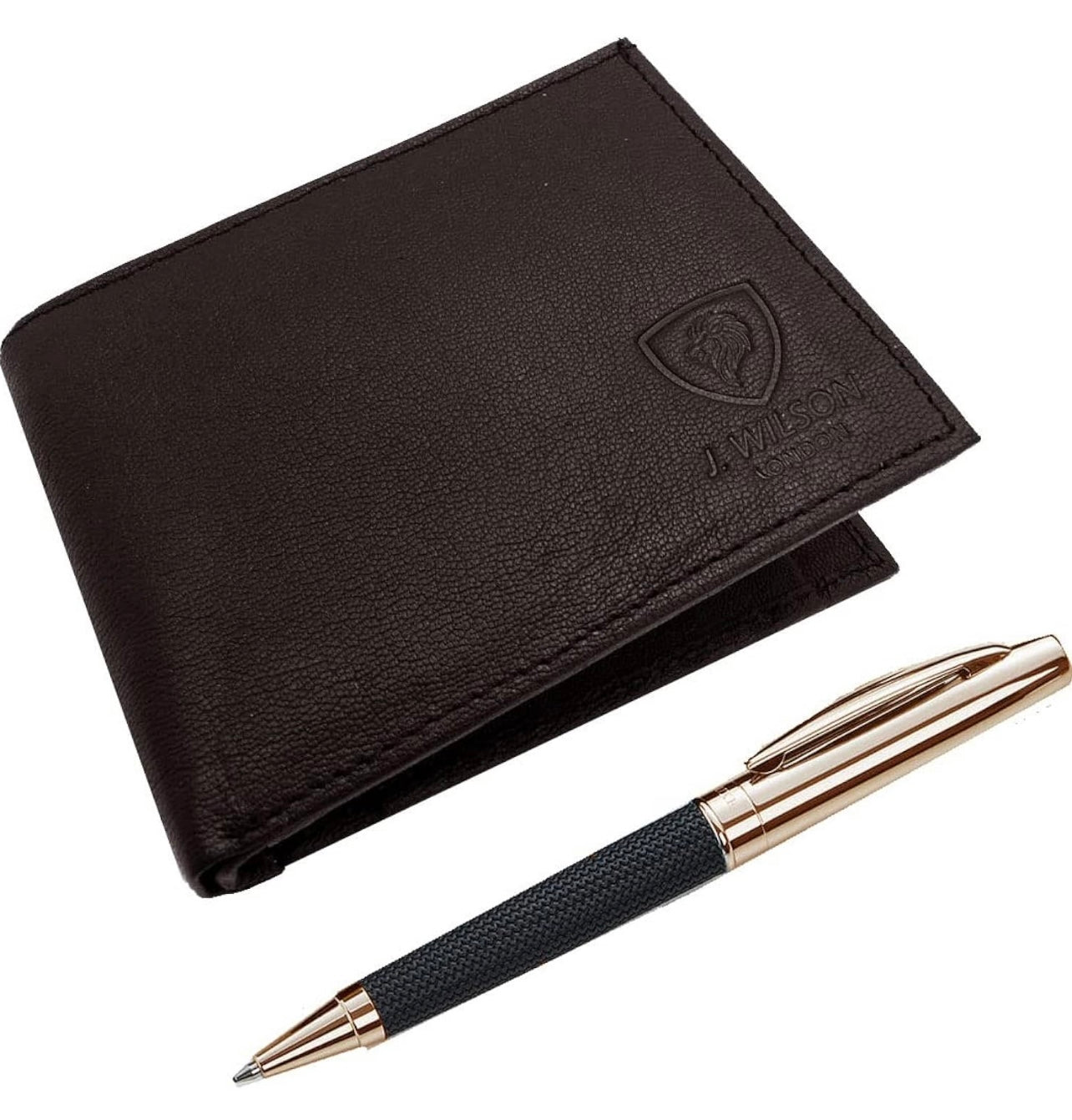 J. Wilson London Wallet & Ballpoint pen set - Brown