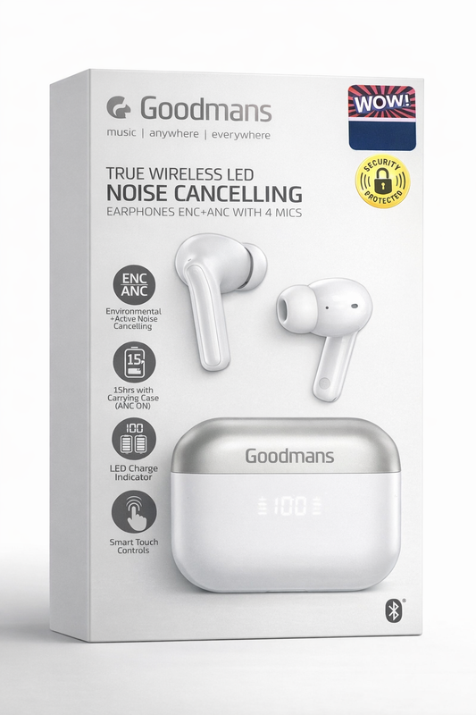 Goodmans True Wireless LED Metallic Earphones Active Noise Cancelling