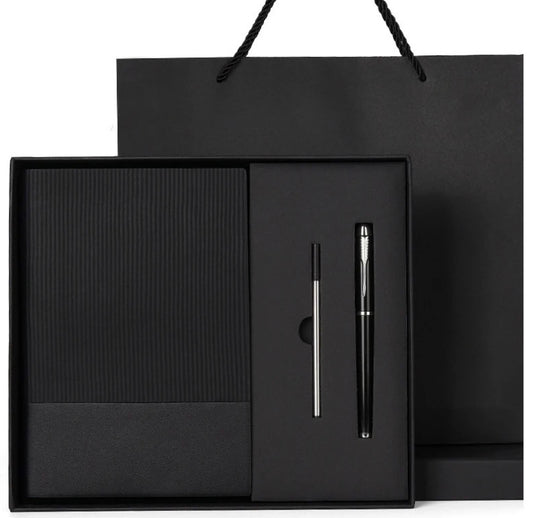 Matte black Notepad & Pen giftset - Free Engraving