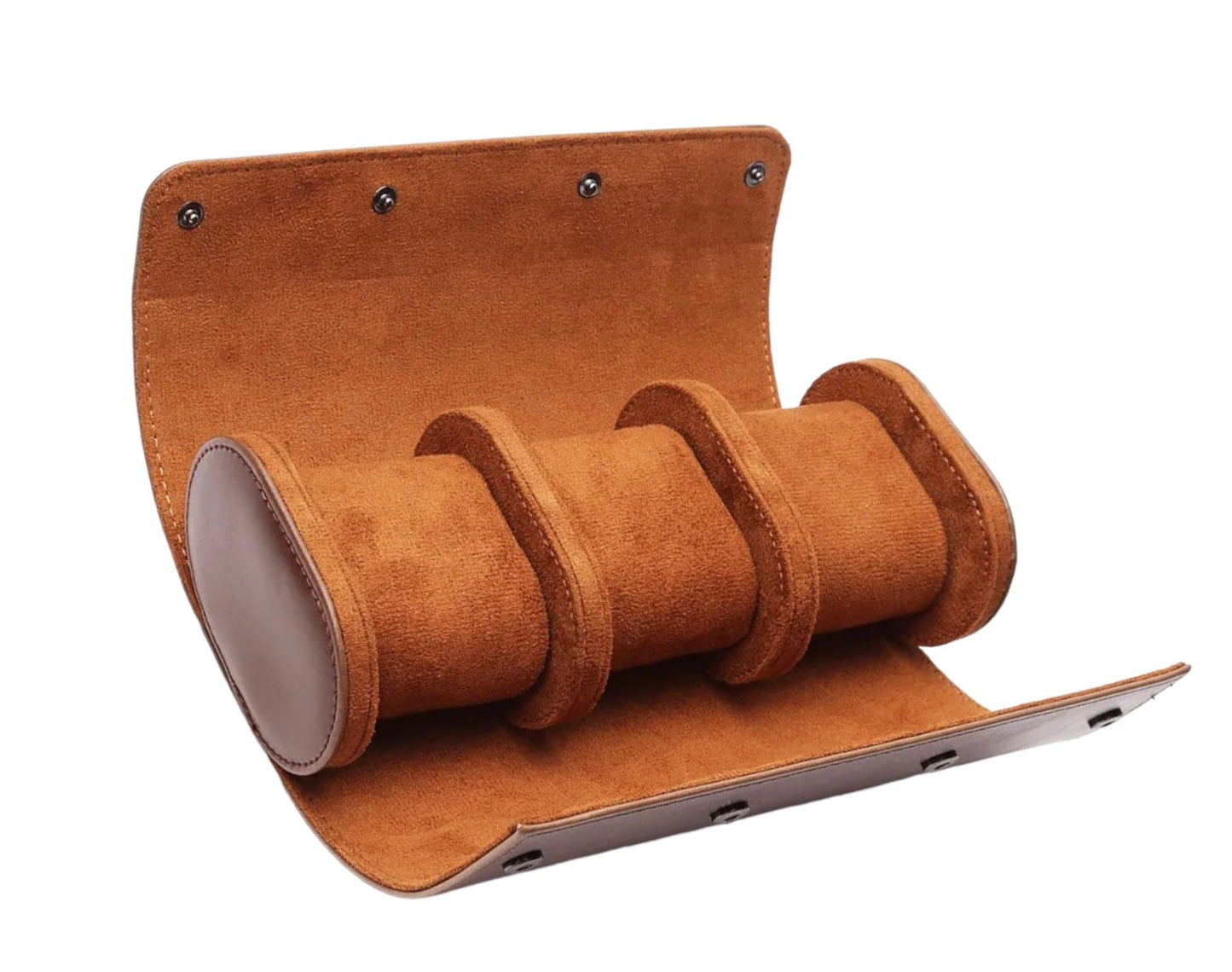 Brown 3-slot Engraved Watch roll
