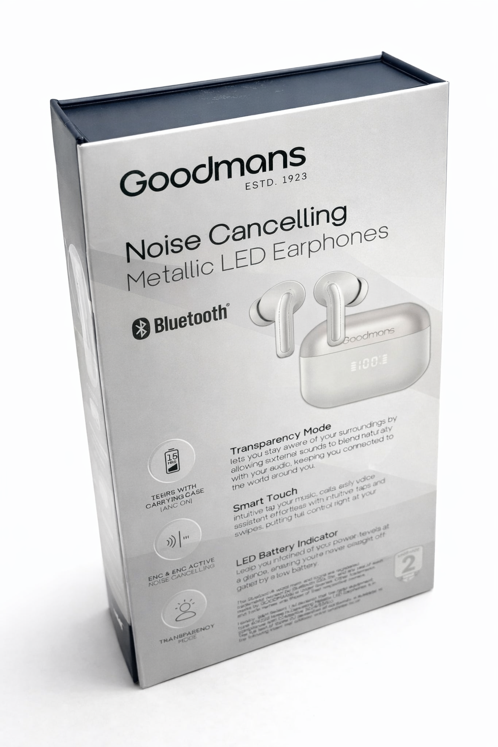Goodmans True Wireless LED Metallic Earphones Active Noise Cancelling