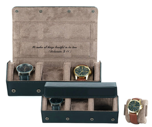 Black Hexagon 3 slot watch case (Free Engraving)