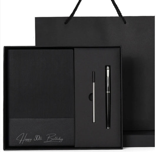 Matte black Notepad & Pen giftset - Free Engraving