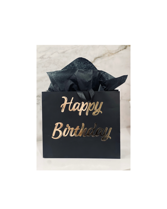 Gold & black happy birthday giftbag - Small