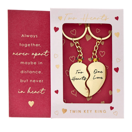 Two Hearts One Love Twin Keyring Set