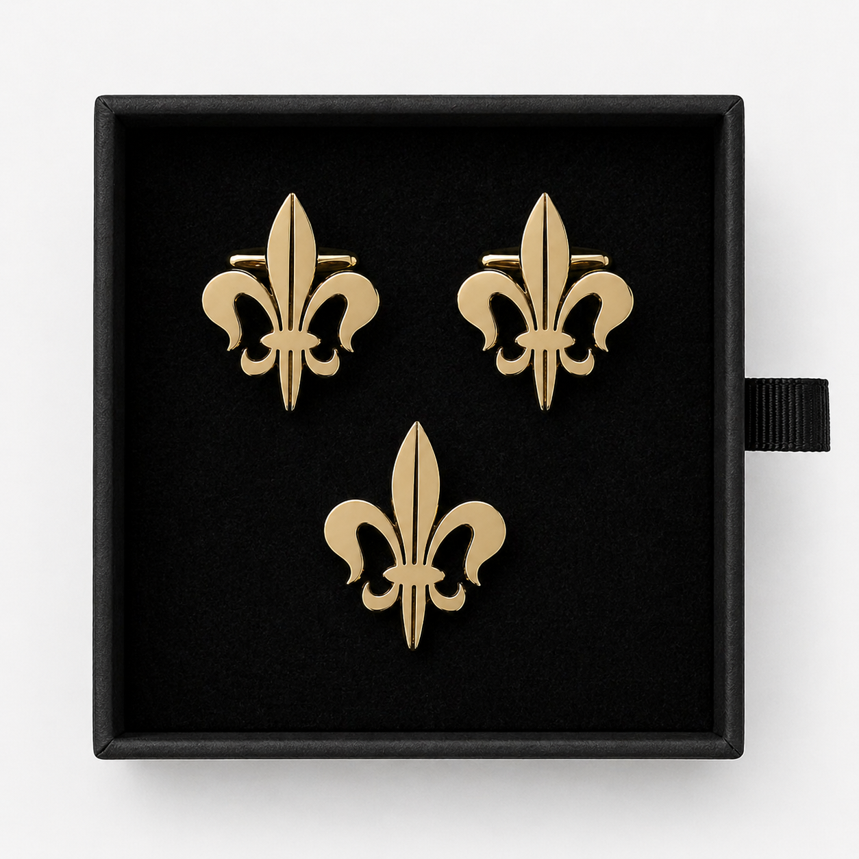 Retro Gold Brooch And Cufflinks Set