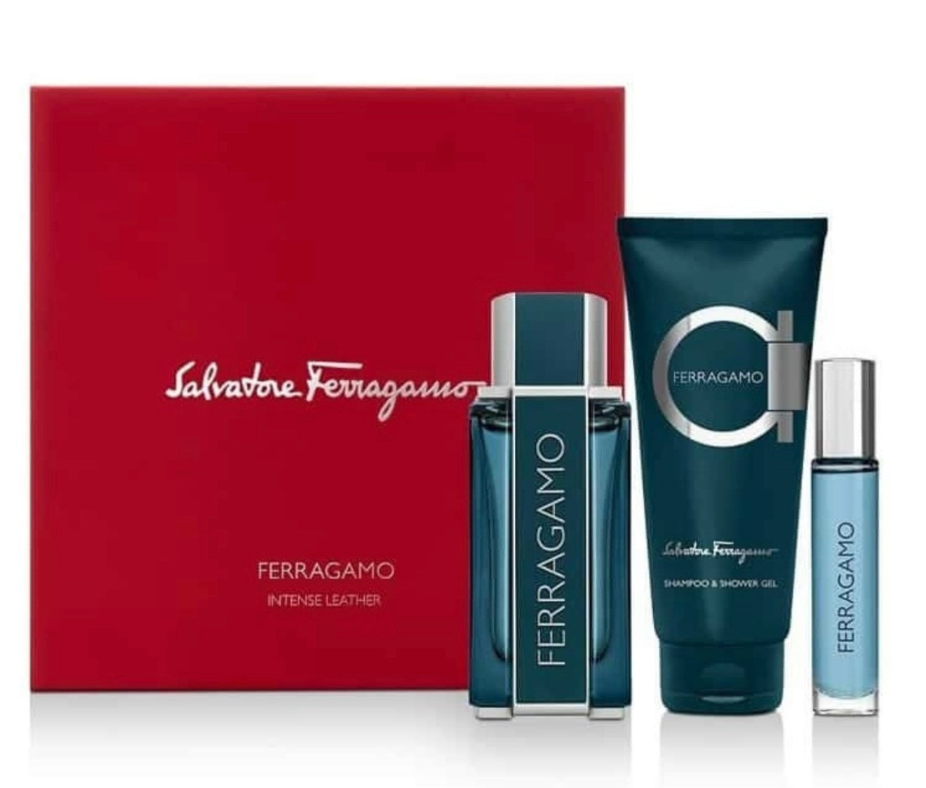 Salvatore Ferragamo Intense leather gift set - 3.4 SHOWER GEL + 3.4 EAU DE PARFUM + 0.33 EAU DE PARFUM