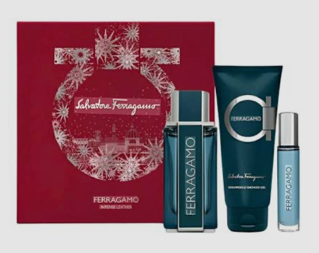 Salvatore Ferragamo Intense leather gift set - 3.4 SHOWER GEL + 3.4 EAU DE PARFUM + 0.33 EAU DE PARFUM