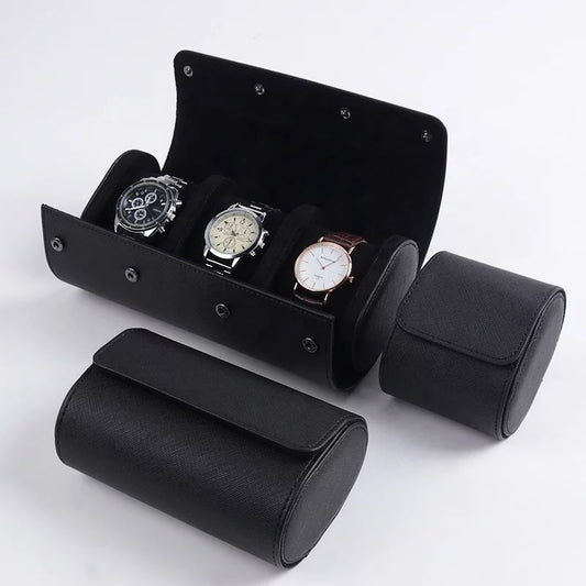 Black 3-slot Engraved Watch roll